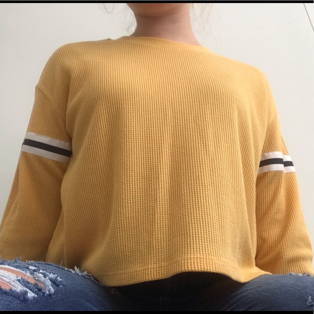 Yellow hollister waffle top